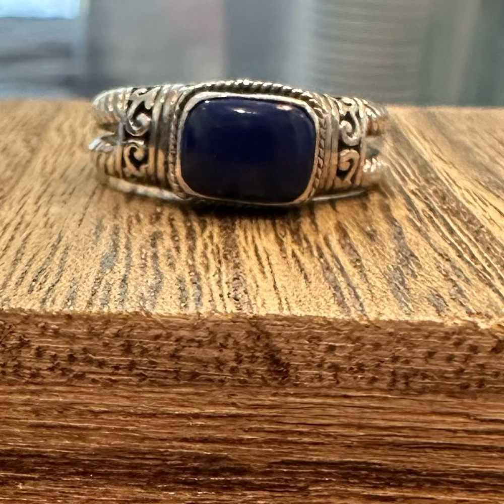 Blue Lapis Sterling Silver Ring, Size 8.75 - Picture 6 of 11